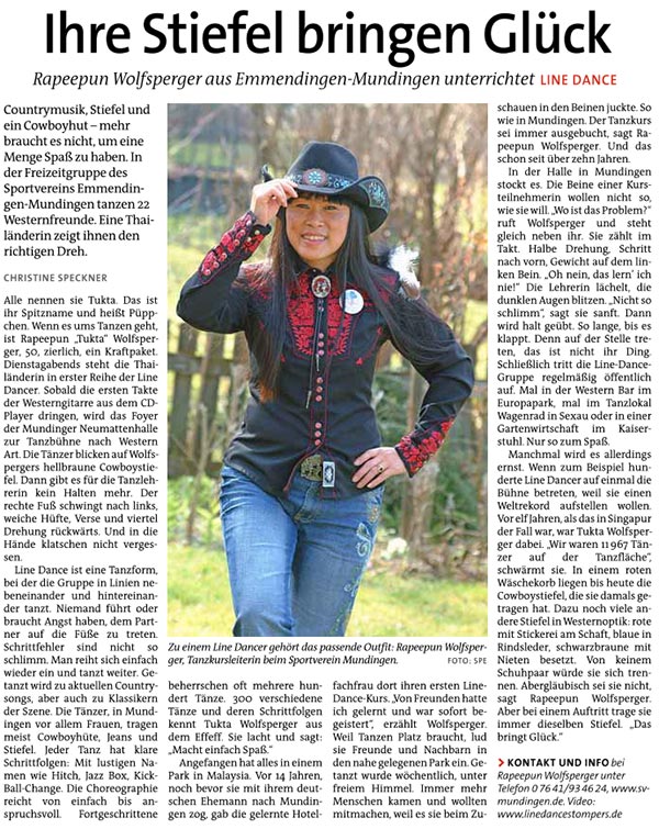 "Ihre Stiefel bringen Glück" Line Dance in Der Sonntag